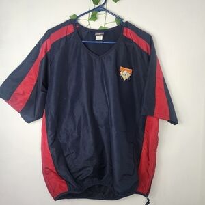 Men's Cooperstown Dreams Park Baseball Pullover Warm up Jacket Red and Blue SS